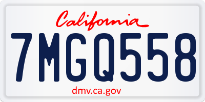 CA license plate 7MGQ558