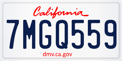 CA license plate 7MGQ559