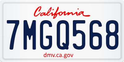 CA license plate 7MGQ568