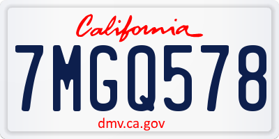 CA license plate 7MGQ578