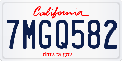 CA license plate 7MGQ582