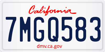 CA license plate 7MGQ583
