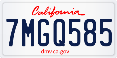 CA license plate 7MGQ585