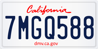 CA license plate 7MGQ588