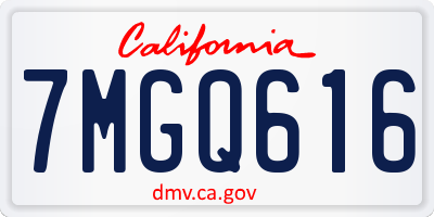 CA license plate 7MGQ616