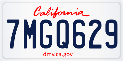 CA license plate 7MGQ629