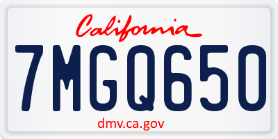 CA license plate 7MGQ650