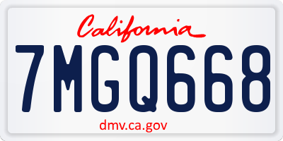 CA license plate 7MGQ668