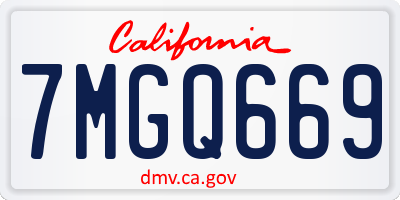 CA license plate 7MGQ669