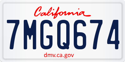 CA license plate 7MGQ674