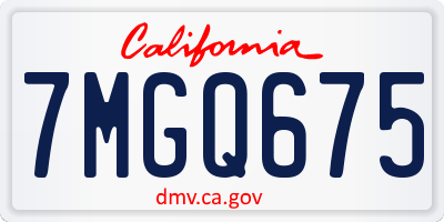 CA license plate 7MGQ675