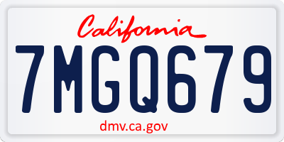 CA license plate 7MGQ679