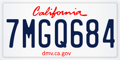 CA license plate 7MGQ684