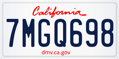 CA license plate 7MGQ698