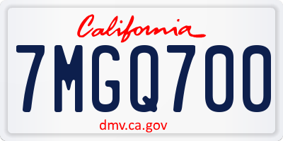 CA license plate 7MGQ700