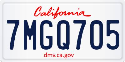 CA license plate 7MGQ705