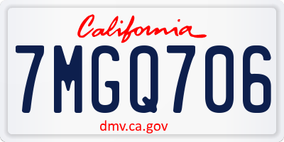 CA license plate 7MGQ706