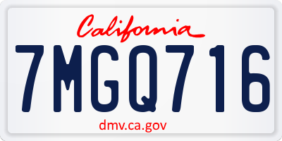 CA license plate 7MGQ716