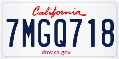 CA license plate 7MGQ718