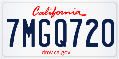 CA license plate 7MGQ720