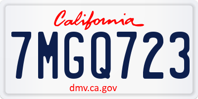 CA license plate 7MGQ723