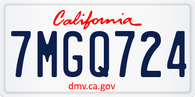 CA license plate 7MGQ724