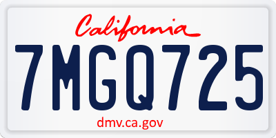 CA license plate 7MGQ725