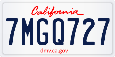 CA license plate 7MGQ727