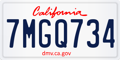 CA license plate 7MGQ734