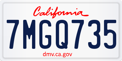 CA license plate 7MGQ735