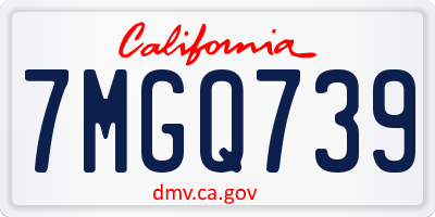 CA license plate 7MGQ739