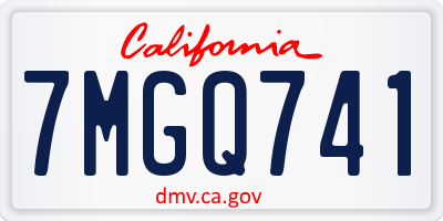 CA license plate 7MGQ741