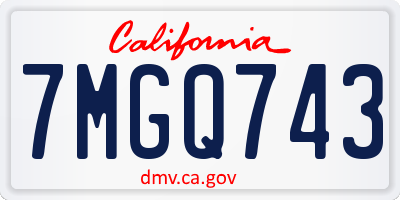 CA license plate 7MGQ743