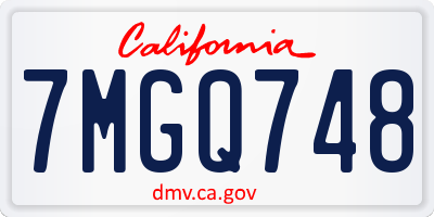 CA license plate 7MGQ748