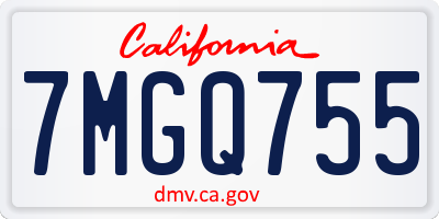 CA license plate 7MGQ755
