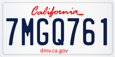 CA license plate 7MGQ761
