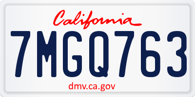 CA license plate 7MGQ763