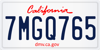 CA license plate 7MGQ765