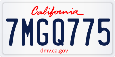 CA license plate 7MGQ775