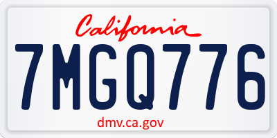 CA license plate 7MGQ776