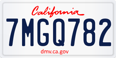 CA license plate 7MGQ782