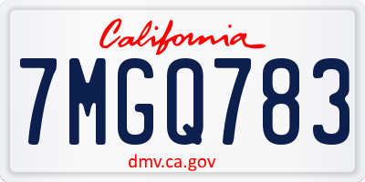 CA license plate 7MGQ783