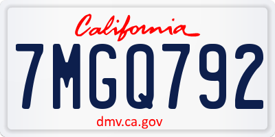 CA license plate 7MGQ792