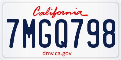 CA license plate 7MGQ798
