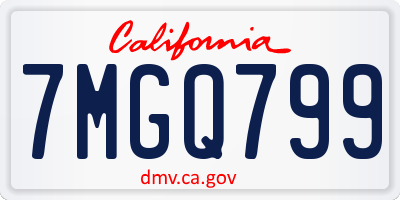CA license plate 7MGQ799