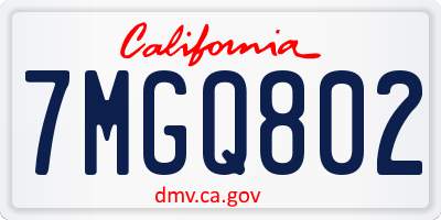 CA license plate 7MGQ802