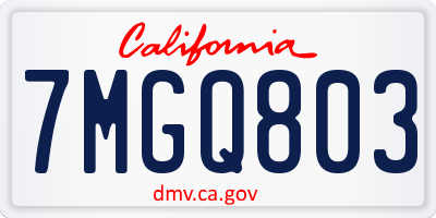 CA license plate 7MGQ803