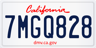 CA license plate 7MGQ828
