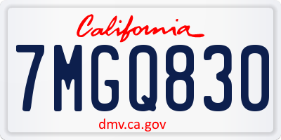 CA license plate 7MGQ830