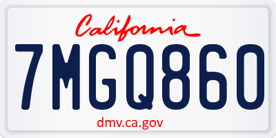 CA license plate 7MGQ860